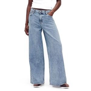 NWT Gap Mid Rise Baggy Loose Wide Leg Blue Jeans 30/10R  Y2K Ultra Soft Denim